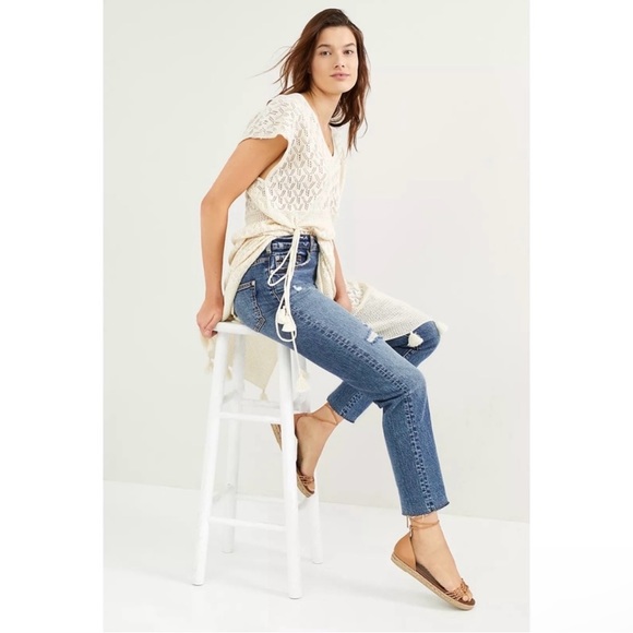 Anthropologie Pilcro The Vintage Straight Raw Hem Distressed Jeans Dark Wash 27 - Picture 16 of 16